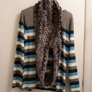 Infinity Scarf Cowl Crochet Gray Long New Handmade